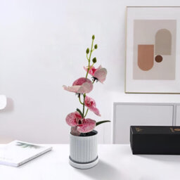 Artificial Orchid Flowers, 2 Pieces Potted Orchid Flowers Fake With Plastic Vase For Table Centerpiece Home Decor - thumbnail 7