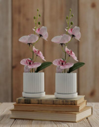 Artificial Orchid Flowers, 2 Pieces Potted Orchid Flowers Fake With Plastic Vase For Table Centerpiece Home Decor - thumbnail 6