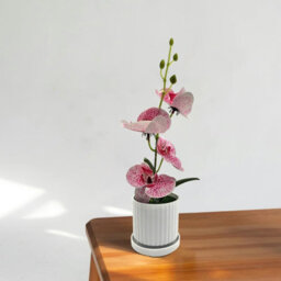 Artificial Orchid Flowers, 2 Pieces Potted Orchid Flowers Fake With Plastic Vase For Table Centerpiece Home Decor - thumbnail 8
