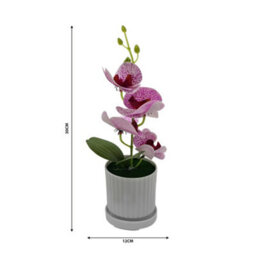 Artificial Orchid Flowers, 2 Pieces Potted Orchid Flowers Fake With Plastic Vase For Table Centerpiece Home Decor - thumbnail 3