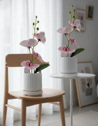 Artificial Orchid Flowers, 2 Pieces Potted Orchid Flowers Fake With Plastic Vase For Table Centerpiece Home Decor - thumbnail 4