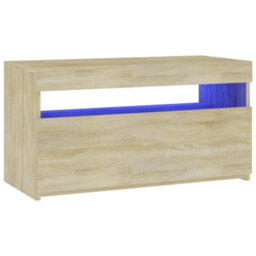 Berkfield Modern Tv Cabinet With Led Lights Sonoma Oak 75X35X40 Cm - thumbnail 7