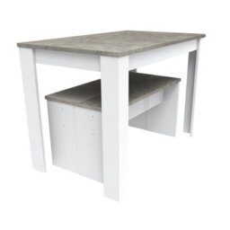 Abrihome Dining Table Set, 3-Piece Dining Table And Bench Set, 4-Person Space-Saving Dinette For Kitchen(Grey And White) - thumbnail 7
