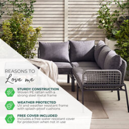 Furniturebox Maldives Corner Garden Sofa Set, Garden Furniture Outdoor Sofa 5 Seater, Coffee Table Set, Patio Table Set +Cover - thumbnail 7