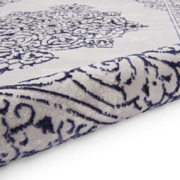 Blue Silver Traditional Abstract Bordered Easy To Clean Rug For Living Room Bedroom & Dining Room-120Cm X 170Cm - thumbnail 7
