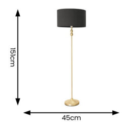 Valuelights Maggie Gold Metal Candlestick Floor Lamp With Charcoal Fabric Lamp Shade - thumbnail 6