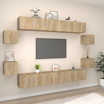Berkfield 8 Piece Tv Cabinet Set Sonoma Oak Engineered Wood - image 1