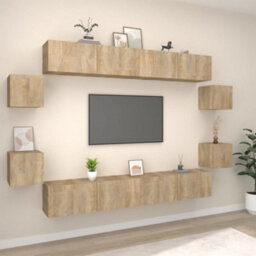 Berkfield 8 Piece Tv Cabinet Set Sonoma Oak Engineered Wood - thumbnail 1