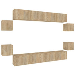 Berkfield 8 Piece Tv Cabinet Set Sonoma Oak Engineered Wood - thumbnail 2