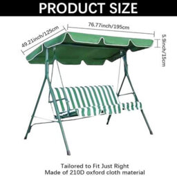 Waterproof And Uv-Resistant Replacement Canopy For 3-Seater Garden Swing - thumbnail 2