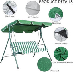 Waterproof And Uv-Resistant Replacement Canopy For 3-Seater Garden Swing - thumbnail 3