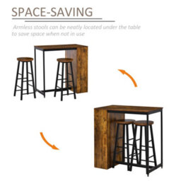 Homcom 3 Pieces Bar Table Set Height Table 2 Stools With Storage Shelf - thumbnail 4