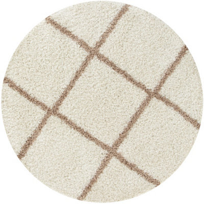 The Rugs Moroccan Shaggy Rugs And Runners Soft Fluffy Diamond Design High Pile Ivory And Beige Living Room Kitchen Hallway 530 - image 1