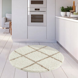 The Rugs Moroccan Shaggy Rugs And Runners Soft Fluffy Diamond Design High Pile Ivory And Beige Living Room Kitchen Hallway 530 - thumbnail 5