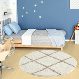 The Rugs Moroccan Shaggy Rugs And Runners Soft Fluffy Diamond Design High Pile Ivory And Beige Living Room Kitchen Hallway 530 - thumbnail 4
