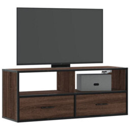 Berkfield Tv Cabinet Brown Oak 100X31X39.5 Cm Engineered Wood And Metal