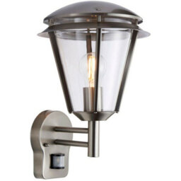 2 Pack Ip44 Outdoor Wall Lamp Brushed Steel Modern Pir Lantern Porch Curve Light - thumbnail 4