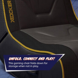 X Rocker Shadow 2.0 Audio Floor Rocker Gaming Chair For Kids - Black And Gold - thumbnail 3