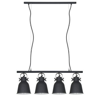 Luminosa Lighting Luminosa Scandinavian Hanging Pendant White, Black 4 Light  With Black, White Shade, E27