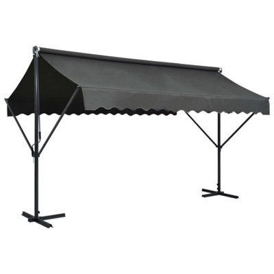 Walplus Free Standing Awning Garden Sun Shade Canopy Gazebo For Back Door, Porch, Patio 400X300 Cm Anthracite - image 1