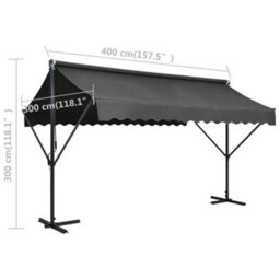 Walplus Free Standing Awning Garden Sun Shade Canopy Gazebo For Back Door, Porch, Patio 400X300 Cm Anthracite - thumbnail 8