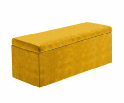 90Cm Large Plain Safar Storage Ottoman Box, Mustard Gold Plush Velvet Upholstered Deep Storage Ottoman End Of Bed Bench - thumbnail 4