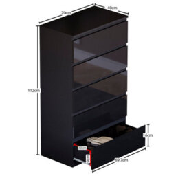 Lassic Vida Designs Glinton 4 Piece Black Fsc Bedroom Set - (5 Drawer Chest, 2 Door Wardrobe, 2 Drawer Bedside Chest X2) - thumbnail 9