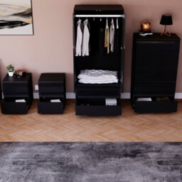 Lassic Vida Designs Glinton 4 Piece Black Fsc Bedroom Set - (5 Drawer Chest, 2 Door Wardrobe, 2 Drawer Bedside Chest X2) - thumbnail 3