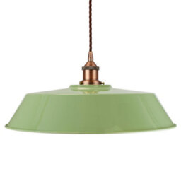Mint Green Large Chancery Painted Dome Pendant Light With Matt Antique Copper Lamp Holder And Brown Twisted Cable - Se Home - thumbnail 1