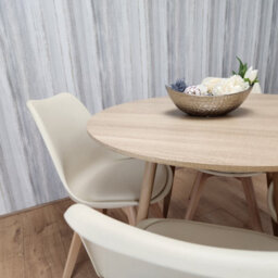 Kosy Koala Dining Table And 4 Chairs Round Wood Effect 4 Cream Plastic Chairs Dining Set - thumbnail 5