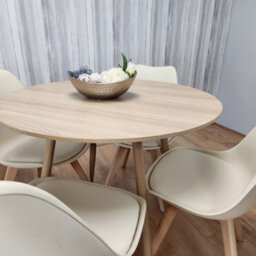 Kosy Koala Dining Table And 4 Chairs Round Wood Effect 4 Cream Plastic Chairs Dining Set - thumbnail 4