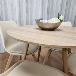 Kosy Koala Dining Table And 4 Chairs Round Wood Effect 4 Cream Plastic Chairs Dining Set - thumbnail 7