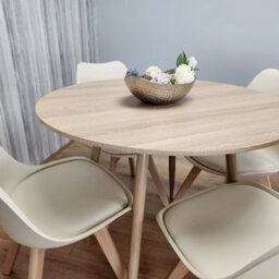 Kosy Koala Dining Table And 4 Chairs Round Wood Effect 4 Cream Plastic Chairs Dining Set - thumbnail 8