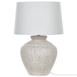 Beliani Table Lamp - Stone-Inspired Ceramic Base, Handmade Beige Cotton Shade, 60 Cm Height - thumbnail 3