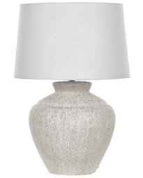 Beliani Table Lamp - Stone-Inspired Ceramic Base, Handmade Beige Cotton Shade, 60 Cm Height - thumbnail 2
