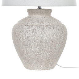 Beliani Table Lamp - Stone-Inspired Ceramic Base, Handmade Beige Cotton Shade, 60 Cm Height - thumbnail 6