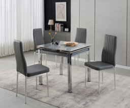 Furnizone UK Piccolo 4-Seater Ceramic Extending Dining Table And 4 Monza Grey Faux Leather Chairs - thumbnail 2