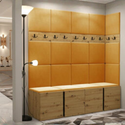 Anteroom Set Orion Ii Artisan Oak Shoe Cabinet Hangers Yellow Panels