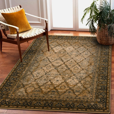 RugsX Wool Carpet Superior Grenada Frame, Diamonds, Oriental - Cognac 135X200 Cm - image 1