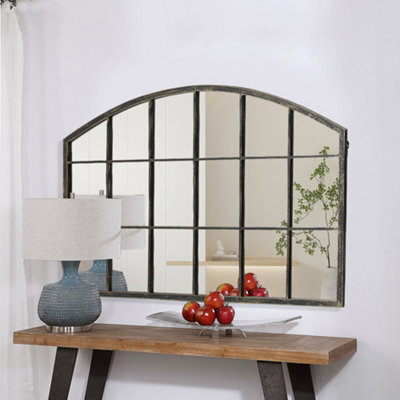 Living And Home Horizontal Arched Hollow Carved Decorative Window Mirror 110Cm (W) X 2Cm (D) X 70.5Cm (H) - image 1