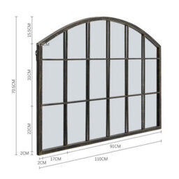 Living And Home Horizontal Arched Hollow Carved Decorative Window Mirror 110Cm (W) X 2Cm (D) X 70.5Cm (H) - thumbnail 9