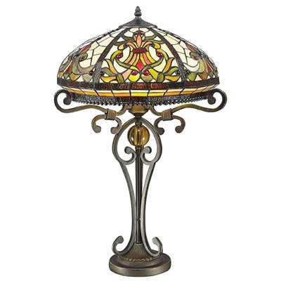 Belofay 16 Inches Real Tiffany Table Lamps, Stained Glass Handmade Tiffany Vintage Bedside Table Lamps 30 Inches Height - image 1