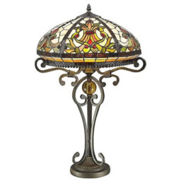 Belofay 16 Inches Real Tiffany Table Lamps, Stained Glass Handmade Tiffany Vintage Bedside Table Lamps 30 Inches Height - thumbnail 1