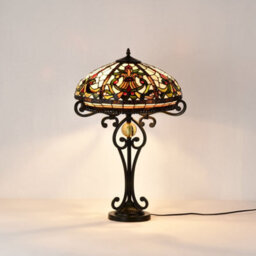 Belofay 16 Inches Real Tiffany Table Lamps, Stained Glass Handmade Tiffany Vintage Bedside Table Lamps 30 Inches Height - thumbnail 6