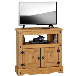 Mews Corona Tv Stand Corner 2 Door Television Cabinet Mexican Pine Solid