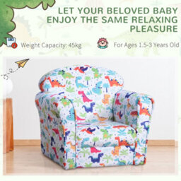 Homcom Children's Armchair Kids Sofa Tub Chair Seat Cartoon Flannel Wooden - thumbnail 7