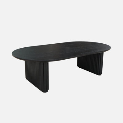 Sweeek - Oval Rubberwood Coffee Table With Black Oak Veneer    L 122 X D 65 X H 35 Cm    Gabrielle - image 1