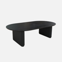Sweeek - Oval Rubberwood Coffee Table With Black Oak Veneer    L 122 X D 65 X H 35 Cm    Gabrielle - thumbnail 1