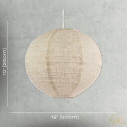 Happy Homewares Modern Natural Linen Fabric Oatmeal Spherical Pendant Lighting Shade - thumbnail 6