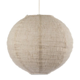 Happy Homewares Modern Natural Linen Fabric Oatmeal Spherical Pendant Lighting Shade - thumbnail 4
